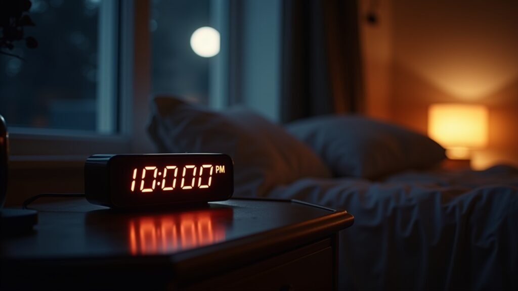 Alarm clock showing 10pm