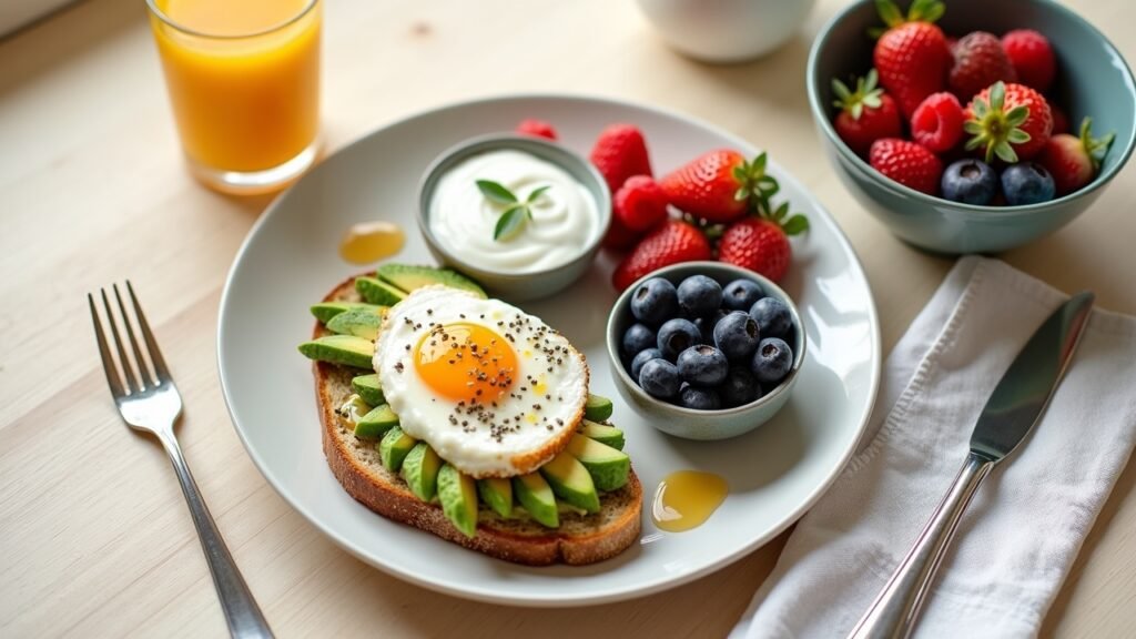 Healthy breakfast plate