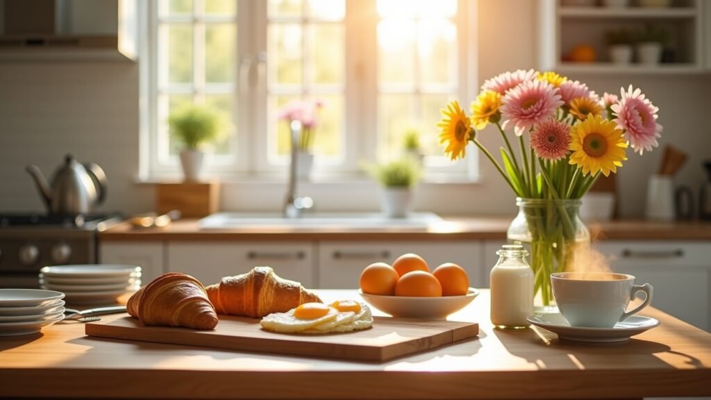 Kitchen prepped for breakfast
