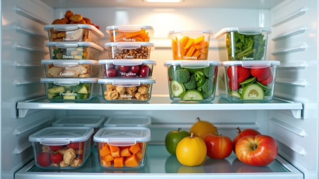 Organized fridge with meals