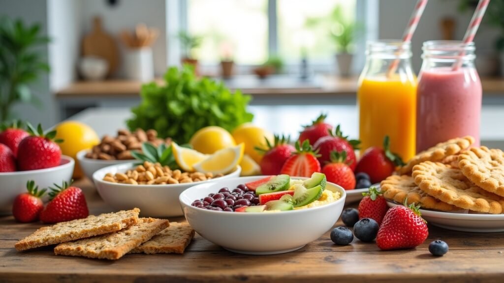 Variety of healthy snacks