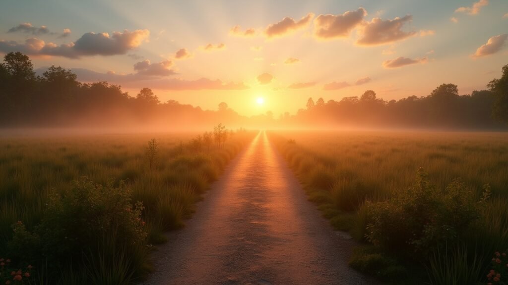 Walking path sunrise