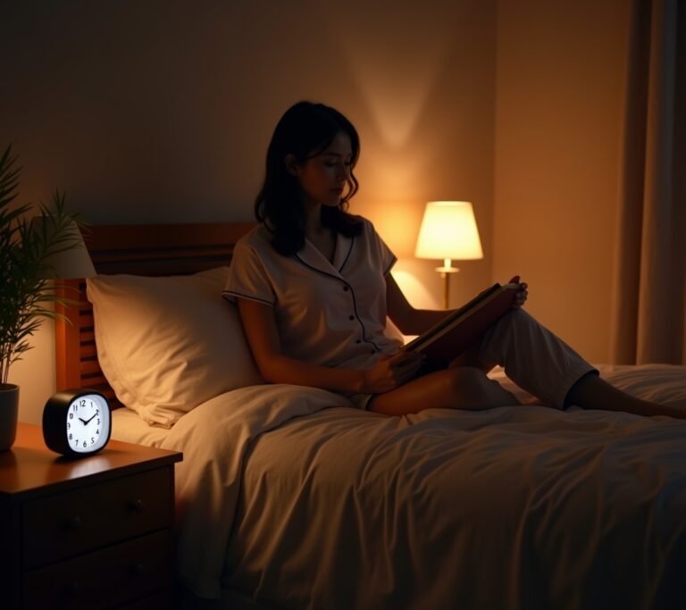 Person reading before bed