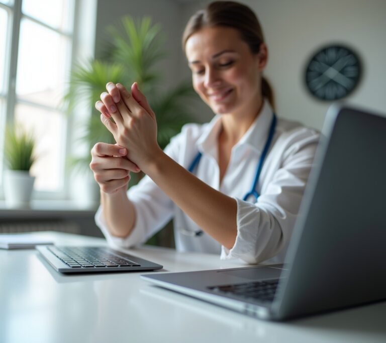 Wrist stretch at desk