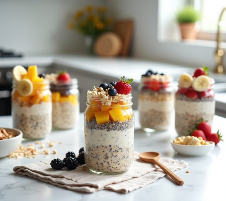 Seven oat jars lined