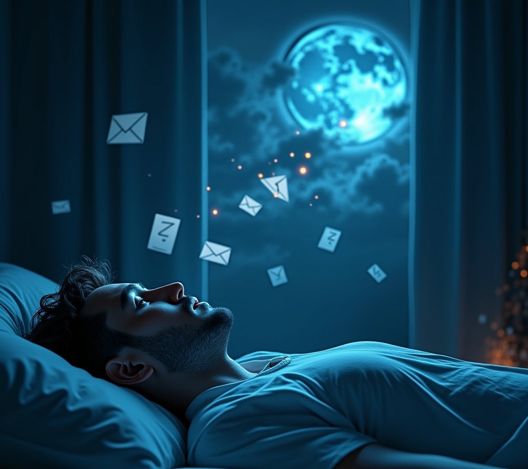 Stressed person in bed